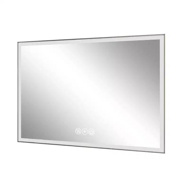 Miroir mural Whisen avec cadre en aluminium et contrôle tactile dimmable, anti-buée, 48x32 - Argent