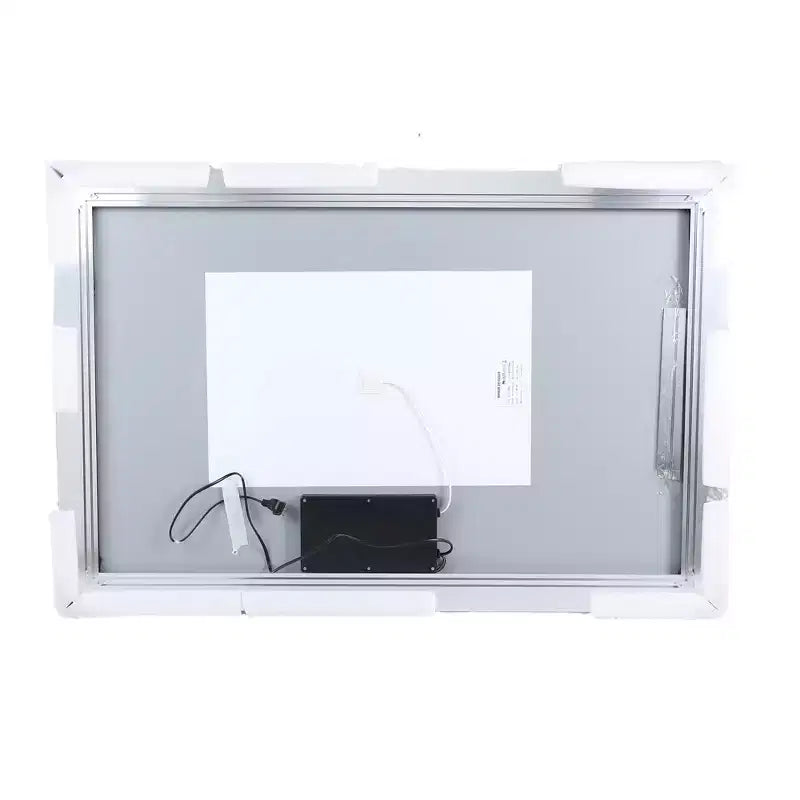 Miroir mural Whisen avec cadre en aluminium et contrôle tactile dimmable, anti-buée, 48x32 - Argent