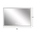 Miroir mural Whisen avec cadre en aluminium et contrôle tactile dimmable, anti-buée, 48x32 - Argent