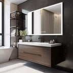 Miroir mural Whisen avec cadre en aluminium et contrôle tactile dimmable, anti-buée, 48x32 - Argent
