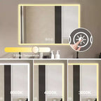 Miroir mural Whisen avec cadre en aluminium et contrôle tactile dimmable, anti-buée, 48x32 - Argent