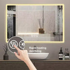 Miroir mural Whisen avec cadre en aluminium et contrôle tactile dimmable, anti-buée, 48x32 - Argent