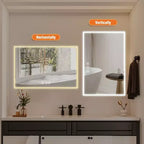 Miroir mural Whisen avec cadre en aluminium et contrôle tactile dimmable, anti-buée, 48x32 - Argent