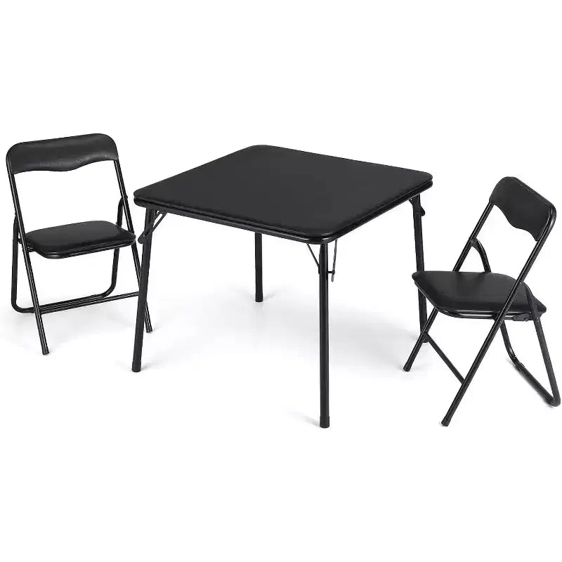Ensemble Table et Chaises Pliantes COZONY, Table d'Activités Pliable Rembourrée avec 2 Chaises, Structure Métallique Portable