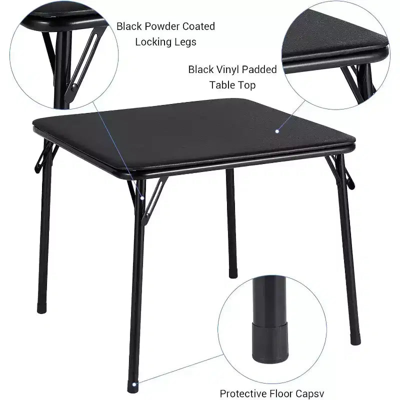 Ensemble Table et Chaises Pliantes COZONY, Table d'Activités Pliable Rembourrée avec 2 Chaises, Structure Métallique Portable