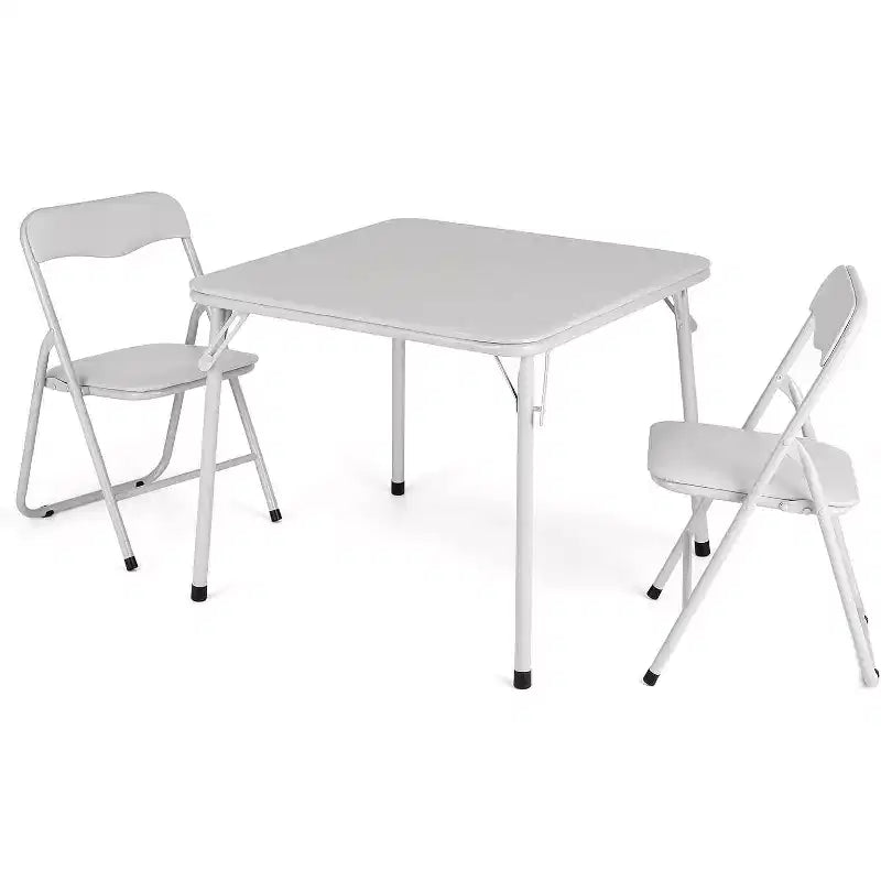 Ensemble Table et Chaises Pliantes COZONY, Table d'Activités Pliable Rembourrée avec 2 Chaises, Structure Métallique Portable