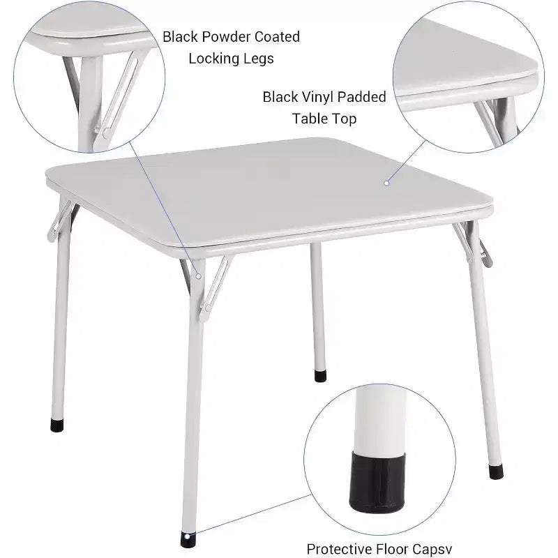 Ensemble Table et Chaises Pliantes COZONY, Table d'Activités Pliable Rembourrée avec 2 Chaises, Structure Métallique Portable