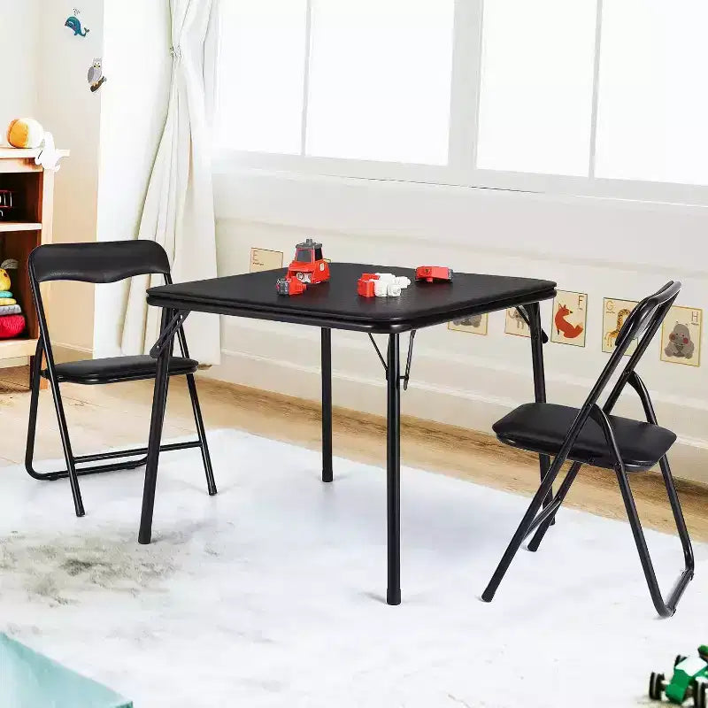 Ensemble Table et Chaises Pliantes COZONY, Table d'Activités Pliable Rembourrée avec 2 Chaises, Structure Métallique Portable