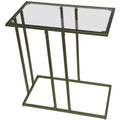 HomeRoots 26 Clear and Antiqued Gold Glass and Iron Frame End Table
