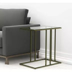 Table d'appoint HomeRoots 26 en verre transparent et or antique et cadre en fer