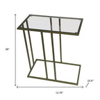 Table d'appoint HomeRoots 26 en verre transparent et or antique et cadre en fer