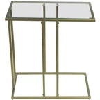 Table d'appoint HomeRoots 26 en verre transparent et or antique et cadre en fer