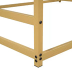 Bellemave Lit de sol Queen Size en métal pour enfants, Lit de sol Montessori avec toit, Cadre de lit maison Queen pour garçons et filles, Or