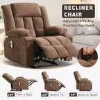 Fauteuil inclinable manuel large GustoWave avec massage chauffant - Fauteuil inclinable individuel surrembourré avec télécommande et 3 positions d'inclinaison