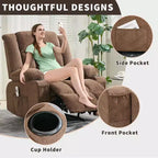 Fauteuil inclinable manuel large GustoWave avec massage chauffant - Fauteuil inclinable individuel surrembourré avec télécommande et 3 positions d'inclinaison
