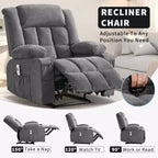 Fauteuil inclinable manuel large GustoWave avec massage chauffant - Fauteuil inclinable individuel surrembourré avec télécommande et 3 positions d'inclinaison