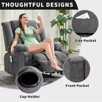 Fauteuil inclinable manuel large GustoWave avec massage chauffant - Fauteuil inclinable individuel surrembourré avec télécommande et 3 positions d'inclinaison
