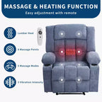 Fauteuil inclinable manuel large GustoWave avec massage chauffant - Fauteuil inclinable individuel surrembourré avec télécommande et 3 positions d'inclinaison