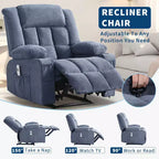 Fauteuil inclinable manuel large GustoWave avec massage chauffant - Fauteuil inclinable individuel surrembourré avec télécommande et 3 positions d'inclinaison