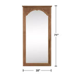 MAYEERTY Miroir pleine longueur en bois massif avec arche intérieure sculptée à angle droit, marron, 71x35x2 po, sans support