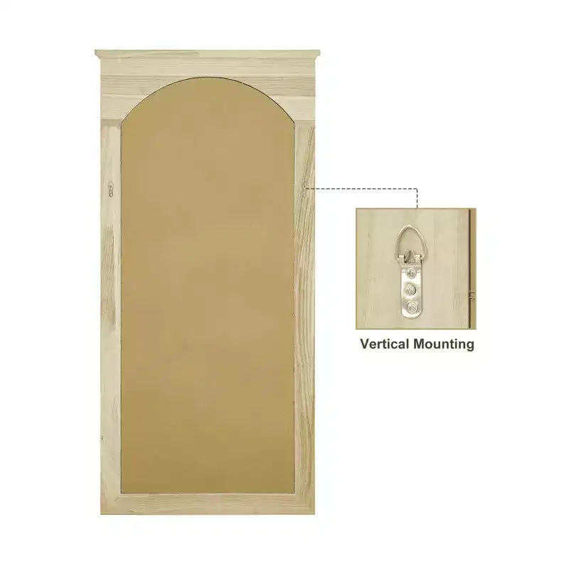 MAYEERTY Miroir pleine longueur en bois massif avec arche intérieure sculptée à angle droit, marron, 71x35x2 po, sans support