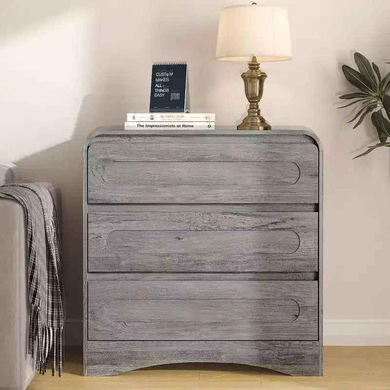 Commode à 3 tiroirs pour chambre à coucher, commode de rangement en bois de 81 cm de large avec organisateur à tiroirs
