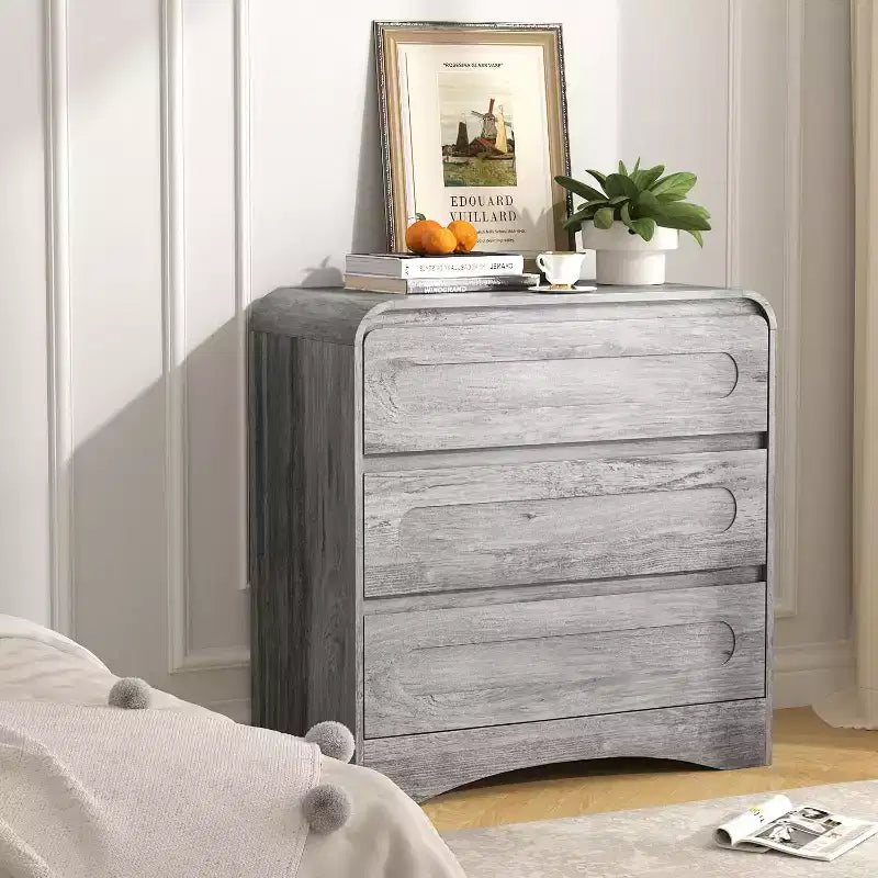 Commode à 3 tiroirs pour chambre à coucher, commode de rangement en bois de 81 cm de large avec organisateur à tiroirs