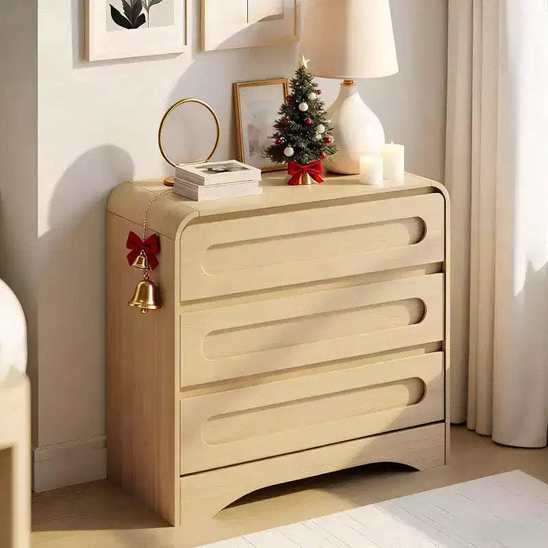 Commode à 3 tiroirs pour chambre à coucher, commode de rangement en bois de 81 cm de large avec organisateur à tiroirs