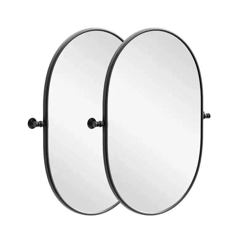 MAYEERTY Miroir suspendu en fer en forme de rail, quincaillerie noire 31x24x2in, double face