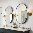 MAYEERTY Miroir suspendu en fer en forme de rail, quincaillerie noire 31x24x2in, double face