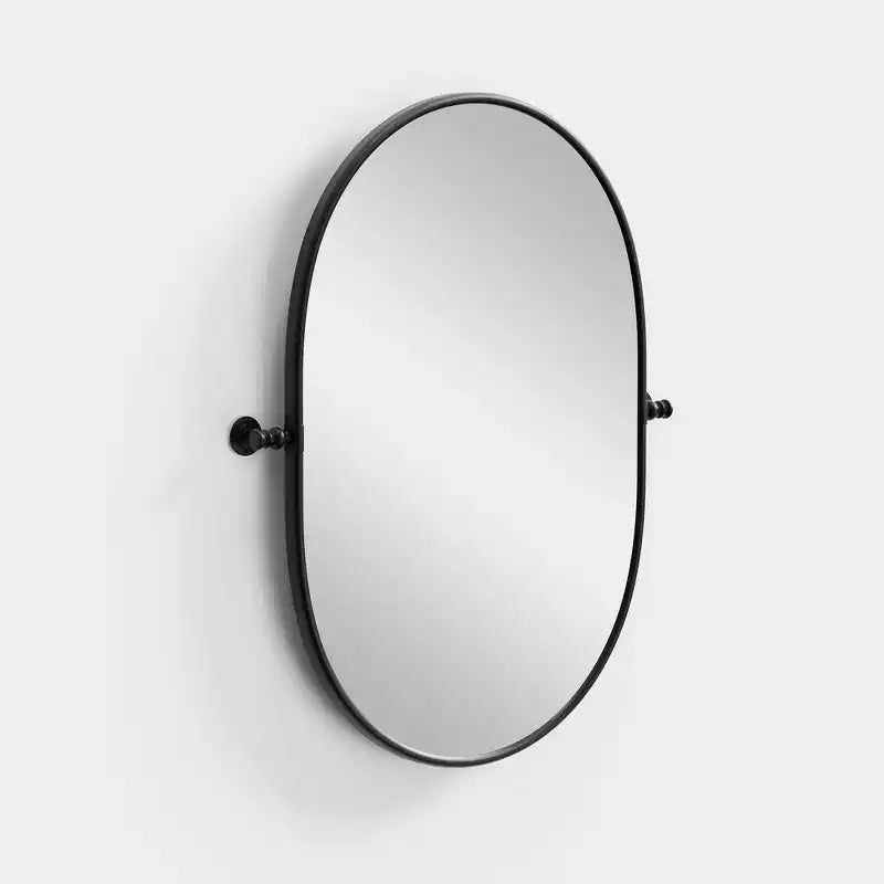 MAYEERTY Miroir suspendu en fer en forme de rail, quincaillerie noire 31x24x2in, double face