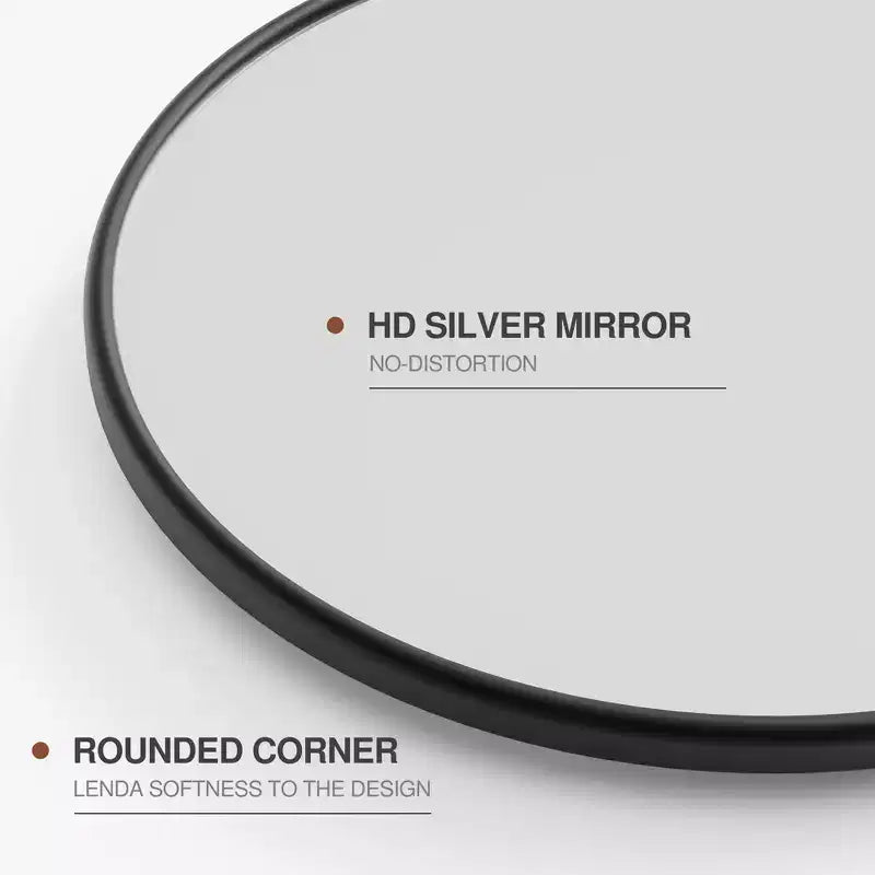 MAYEERTY Miroir suspendu en fer en forme de rail, quincaillerie noire 31x24x2in, double face