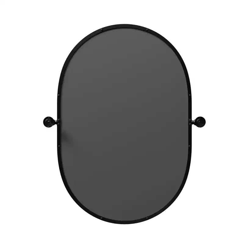 MAYEERTY Miroir suspendu en fer en forme de rail, quincaillerie noire 31x24x2in, double face