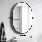 MAYEERTY Miroir suspendu en fer en forme de rail, quincaillerie noire 31x24x2in, double face