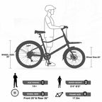 Vélo cargo NAYSAYE 7 vitesses, cadre en alliage, vélo pour adultes pour les trajets quotidiens, argent, 65*27.56*42.13