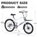 Vélo cargo NAYSAYE 7 vitesses, cadre en alliage, vélo pour adultes pour les trajets quotidiens, argent, 65*27.56*42.13