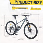 NAYSAYE VTT 27,5 pouces 8 vitesses avec suspension avant Cadre en acier durable pour hommes et femmes Aventures tout-terrain, Gris, 68,5*27,1*40,55