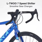 NAYSAYE Vélo de route hybride 700C pour adulte, vélo de course léger à cadre en aluminium 7 vitesses pour les trajets urbains, bleu, 68,5*18,8*39