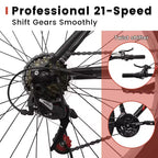NAYSAYE Vélo VTT 24 pouces Cadre 21 vitesses Double freins en V pour adultes et adolescents pour la randonnée en montagne, Noir et Rouge, 64,57*24,8*34,65