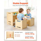 Ensemble table et chaises de sevrage Montessori VEVOR, ensemble table et chaises en bois pour tout-petits avec 2 chaises, chaises et table d'activités réglables en hauteur, naturel