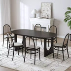 MAYEERTY 67 Wood Oval Dining Table for 4-6, Farmhouse Modern Kitchen & Dining Room Table
