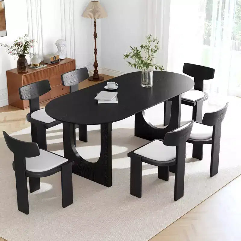 MAYEERTY 67 Table à manger ovale en bois pour 4 à 6 personnes, table de cuisine et de salle à manger moderne de style champêtre