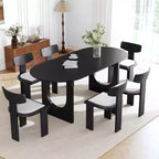 MAYEERTY 67 Table à manger ovale en bois pour 4 à 6 personnes, table de cuisine et de salle à manger moderne de style champêtre