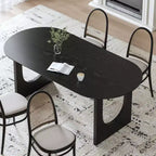 MAYEERTY 67 Table à manger ovale en bois pour 4 à 6 personnes, table de cuisine et de salle à manger moderne de style champêtre