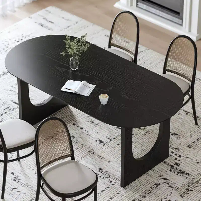 MAYEERTY 67 Table à manger ovale en bois pour 4 à 6 personnes, table de cuisine et de salle à manger moderne de style champêtre