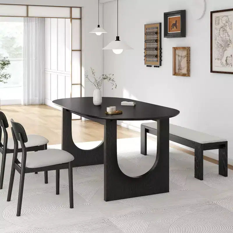 MAYEERTY 67 Table à manger ovale en bois pour 4 à 6 personnes, table de cuisine et de salle à manger moderne de style champêtre