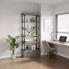 Étagère à livres à 6 niveaux avec tiroir de rangement, étagère en métal de 205 cm de hauteur, étagère de rangement ouverte pour salon, bureau, chambre à coucher, bibliothèque à domicile