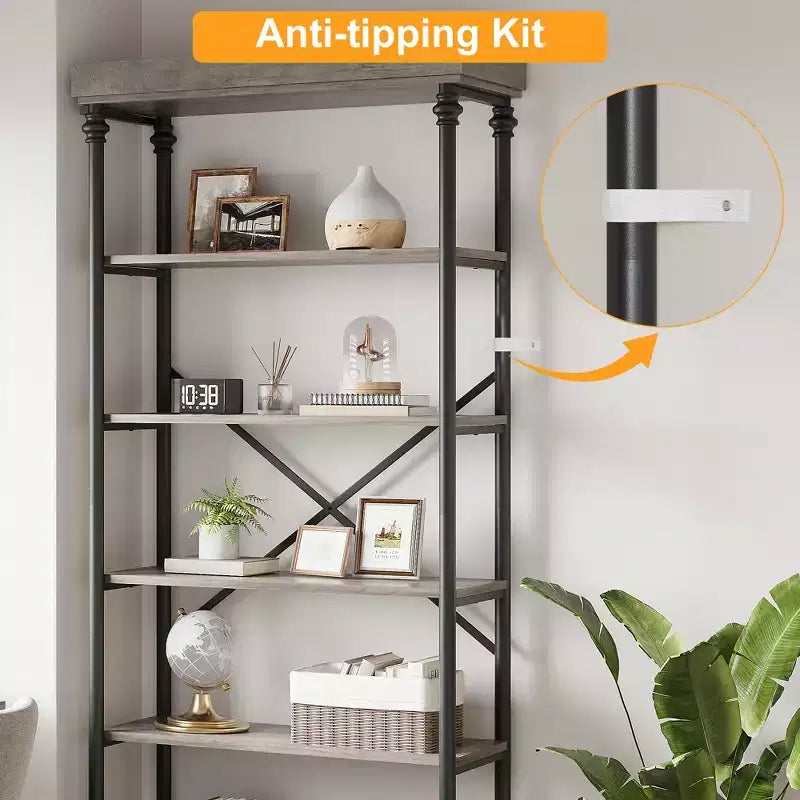 Étagère à livres à 6 niveaux avec tiroir de rangement, étagère en métal de 205 cm de hauteur, étagère de rangement ouverte pour salon, bureau, chambre à coucher, bibliothèque à domicile