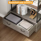 Étagère à livres à 6 niveaux avec tiroir de rangement, étagère en métal de 205 cm de hauteur, étagère de rangement ouverte pour salon, bureau, chambre à coucher, bibliothèque à domicile