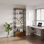 Étagère à livres à 6 niveaux avec tiroir de rangement, étagère en métal de 205 cm de hauteur, étagère de rangement ouverte pour salon, bureau, chambre à coucher, bibliothèque à domicile
